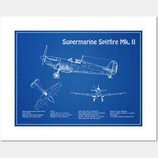 Supermarine Spitfire Mk. II - Airplane Blueprint - AD Posters and Art